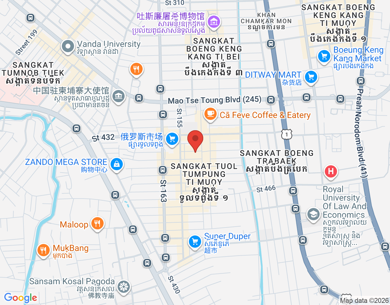 Meats and Veggies standard location map