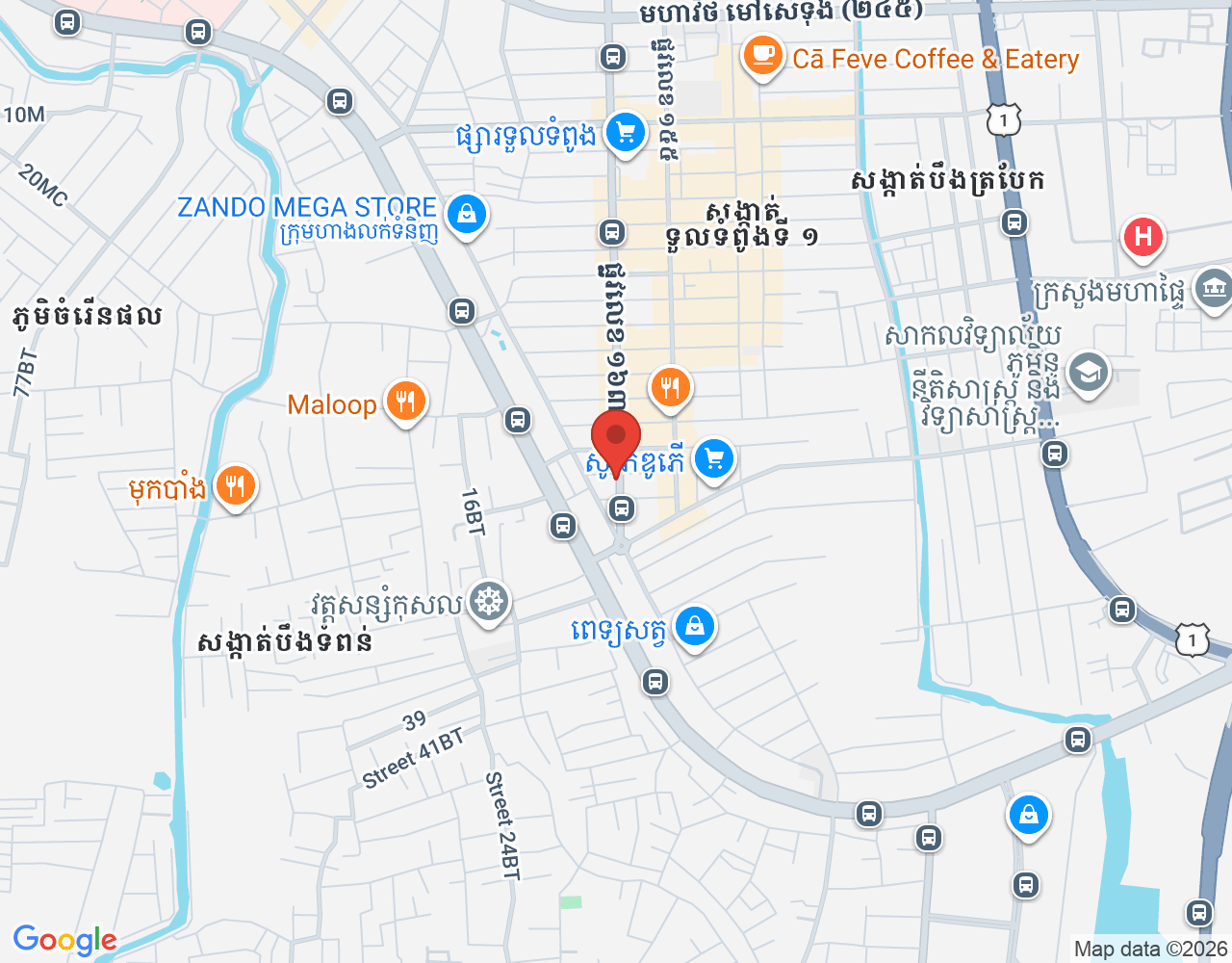 Cashier location map